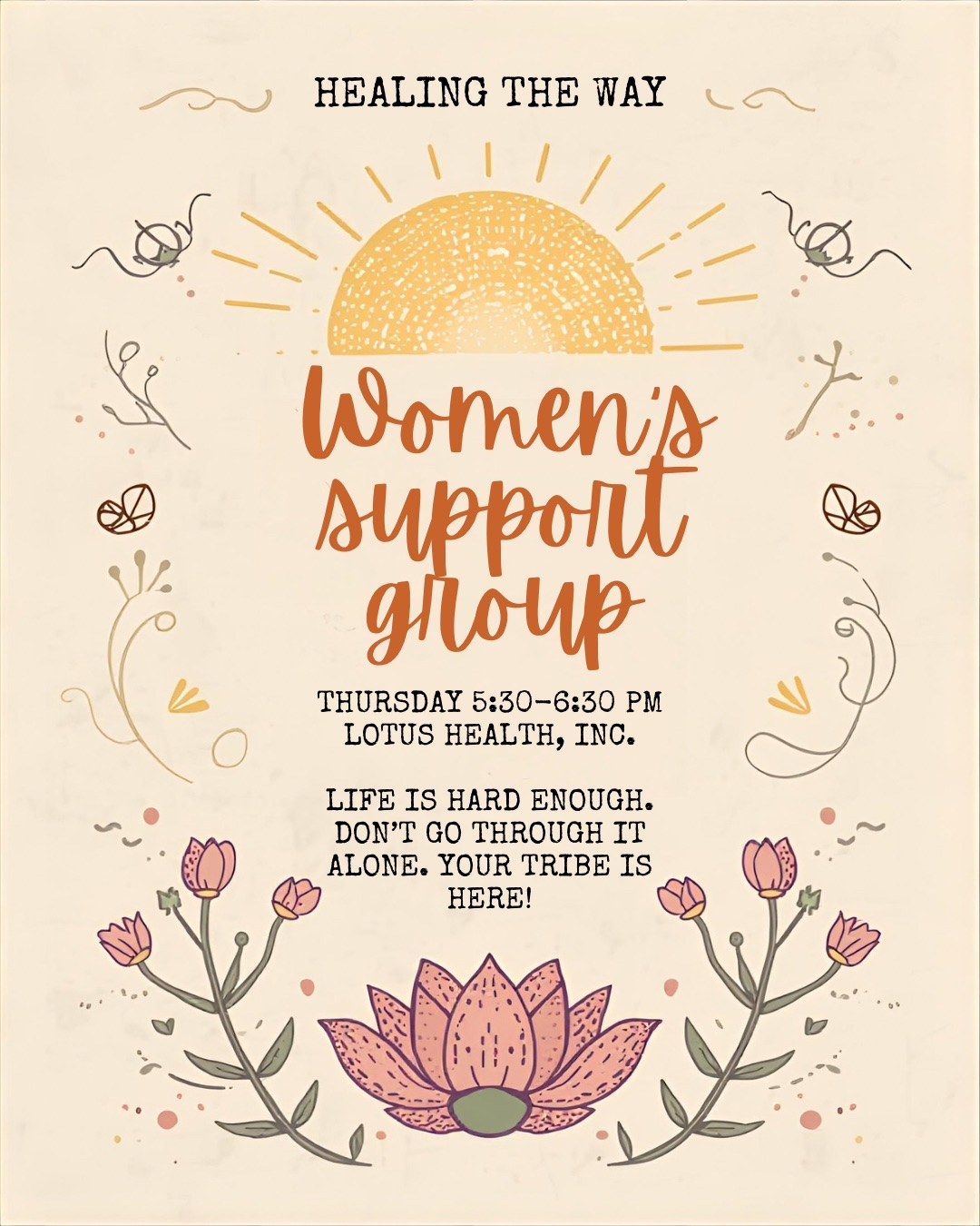 Support Group Sign Image Lotus Health Inc - Compassionate Community Care & Wellness Programs ...